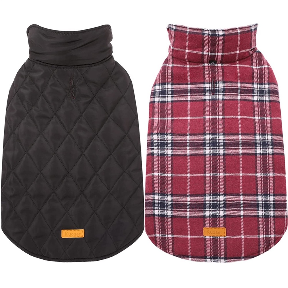 🦋Kuoser Brand, Cozy Water/windproof Reversible British Style Plaid Dog vest